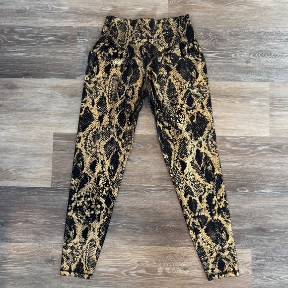 BuffBunny Black and Gold Snakeskin Print Leggings - Picture 8 of 10